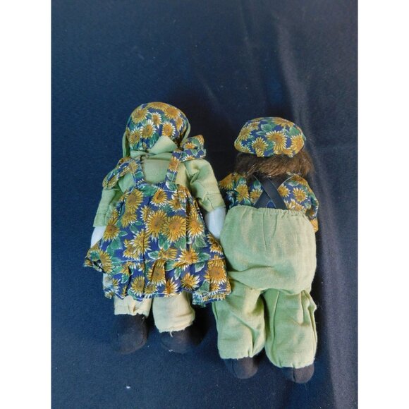 Vintage Boy & Girl Porcelain Cloth Dolls Sunflower Outfits Farmhouse Decor - Picture 8 of 9